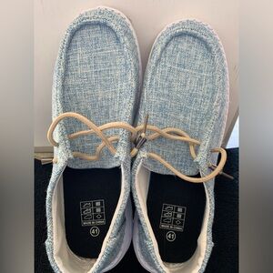 Light Blue Textured Slip-On Sneakers